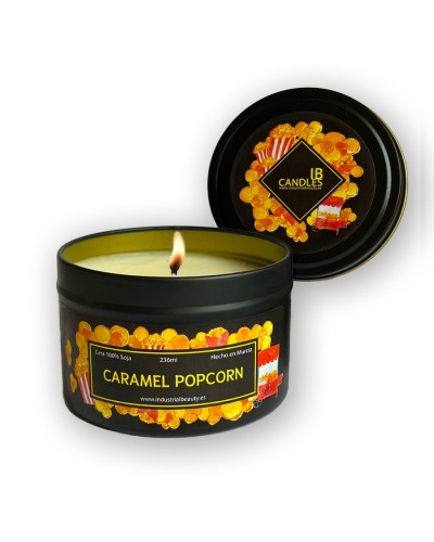 Vela aromática de soja: Caramel Popcorn 236ml - Industrial Beauty