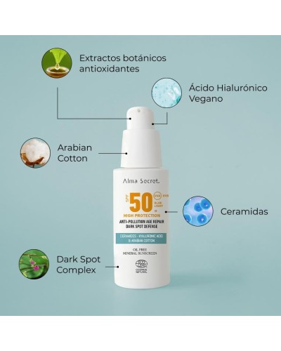 Protector Solar Facial SPF 50 Con Ceramidas (Nueva Fórmula) - ALMA SECRET