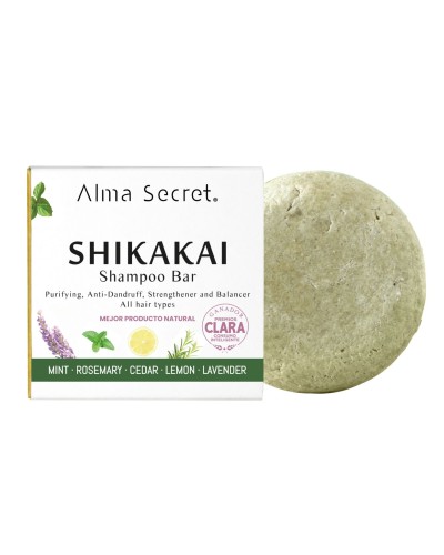 CHAMPÚ SÓLIDO SHIKAKAI CON ORTIGA, ESPIRULINA, MENTA, ROMERO, CEDRO, LIMÓN & LAVANDA - ALMA SECRET