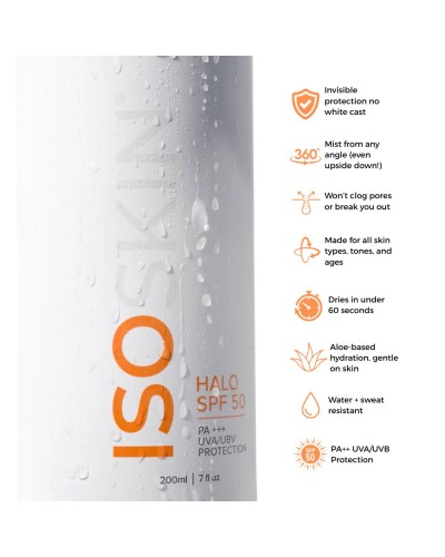 Isoskin Halo SPF50 Spray PA+++ UVA/UBV Protection - ISOCLEAN