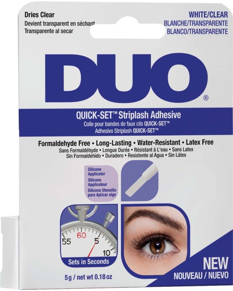 Pegamento de pestañas DUO Quick Set sin latex transparente 5gr