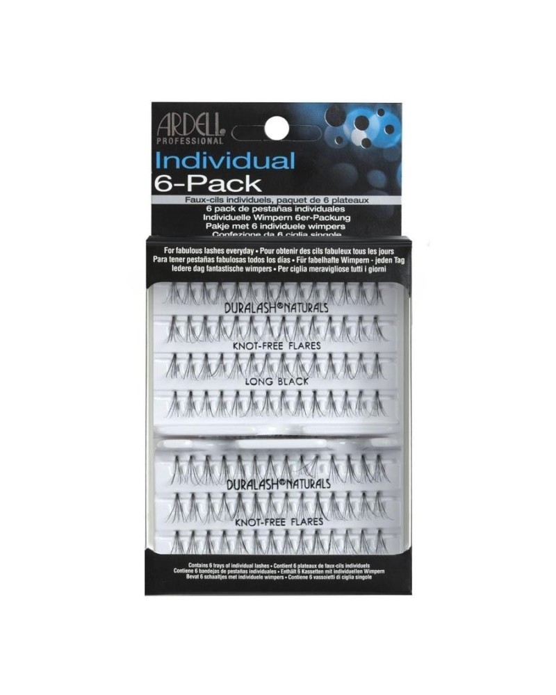 6-Pack Individual Black Long - Pestañas en grupo sin nudo - Ardell