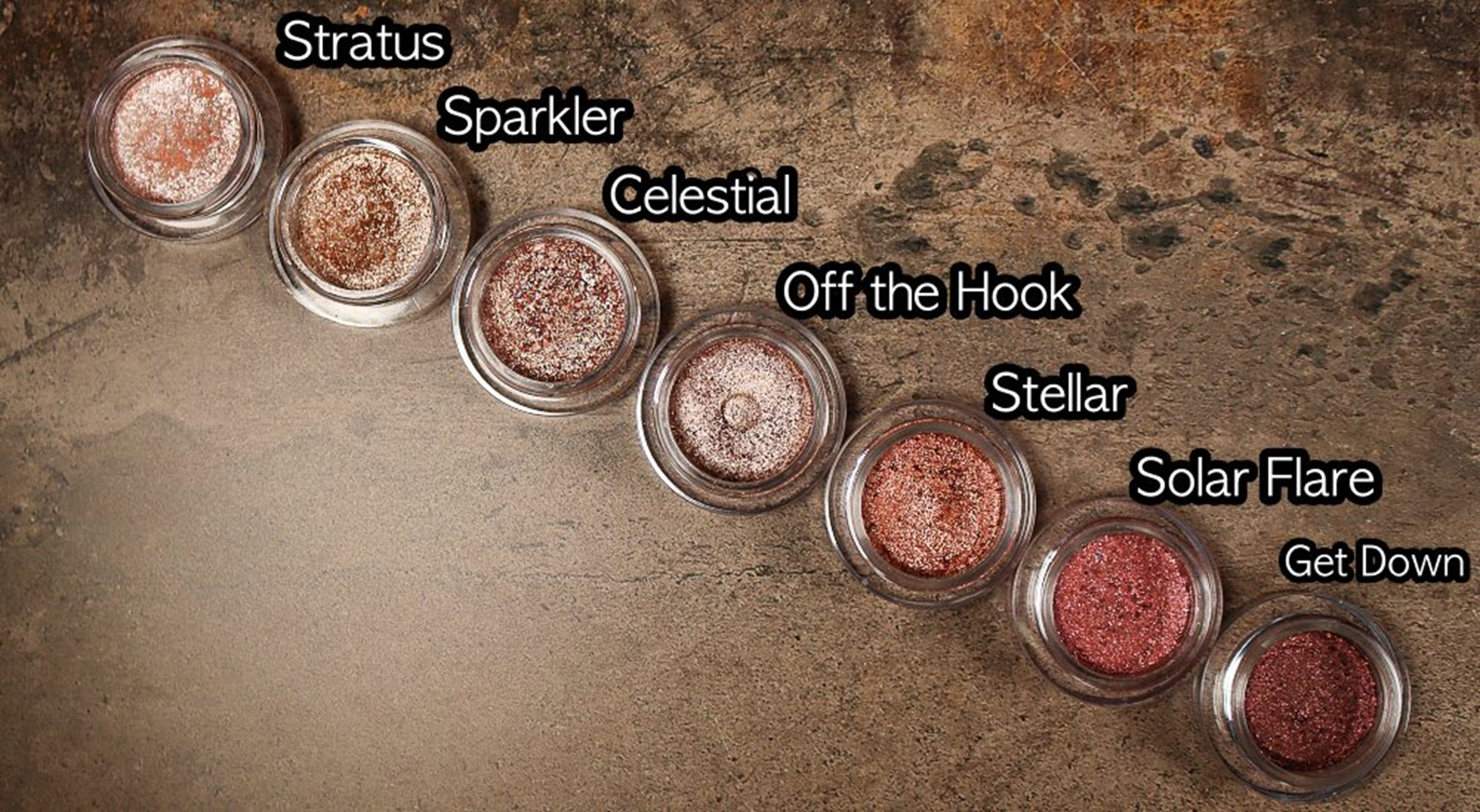 swatches glitter pigments bodyography