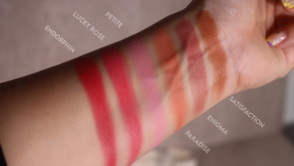 swatches close-up blurring powder blush